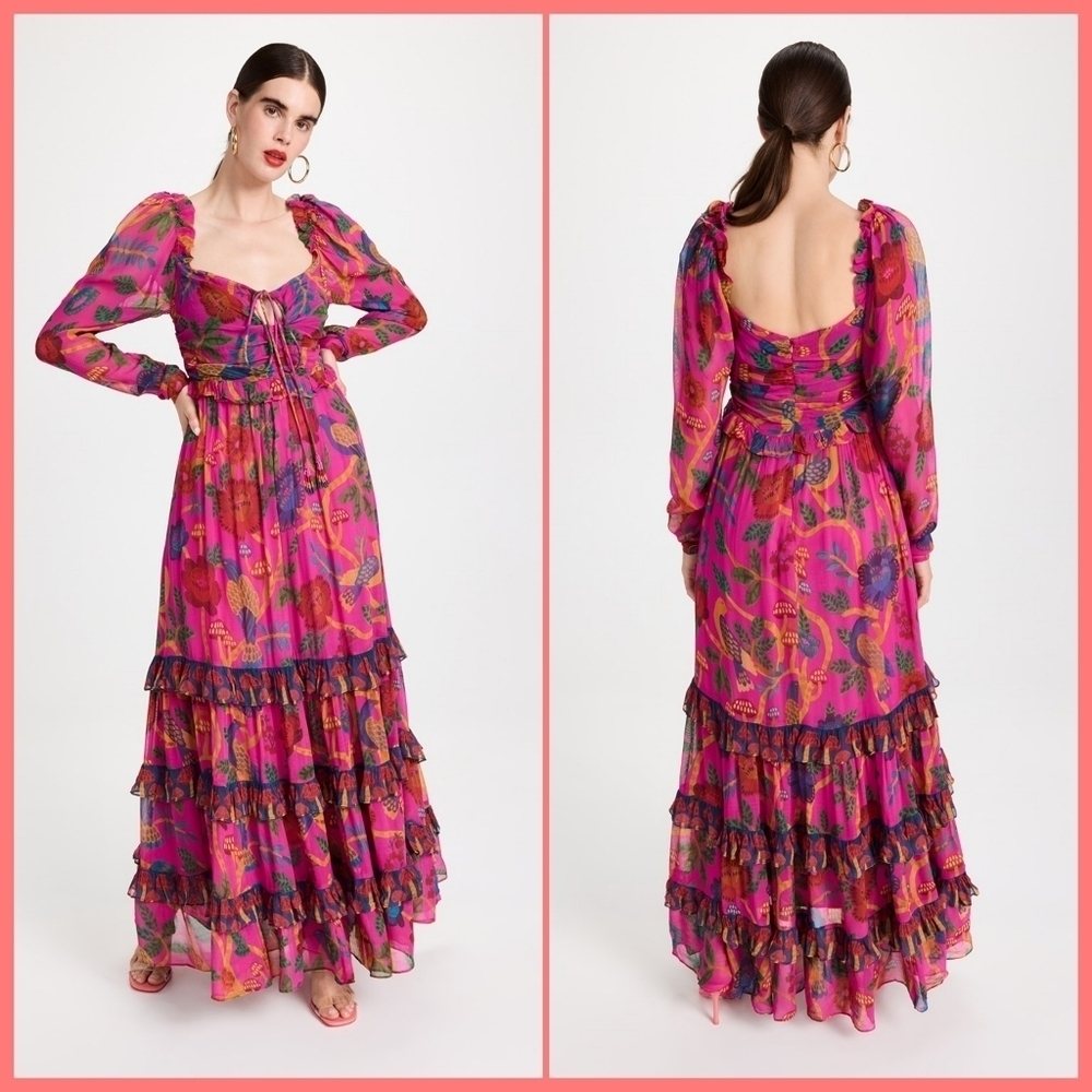 Farm Rio Pink Sweet Forest Maxi Dress